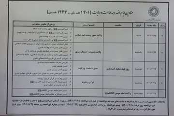 عناوین و فعالیتهای تبیینی دهه امامت و ولایت